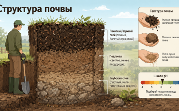 Почва - основа хорошего урожая в статье простым языком объясняется, как определить структуру, слои, текстуру и уровень pH грунта. Вы узнаете, как п...